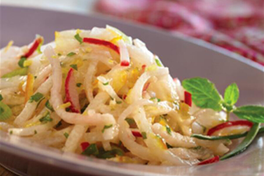 Crisp crunchy orange jicama slaw